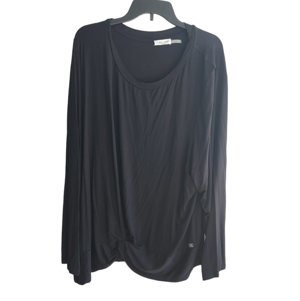 Calvin Klein black long sleeve knotted bottom top